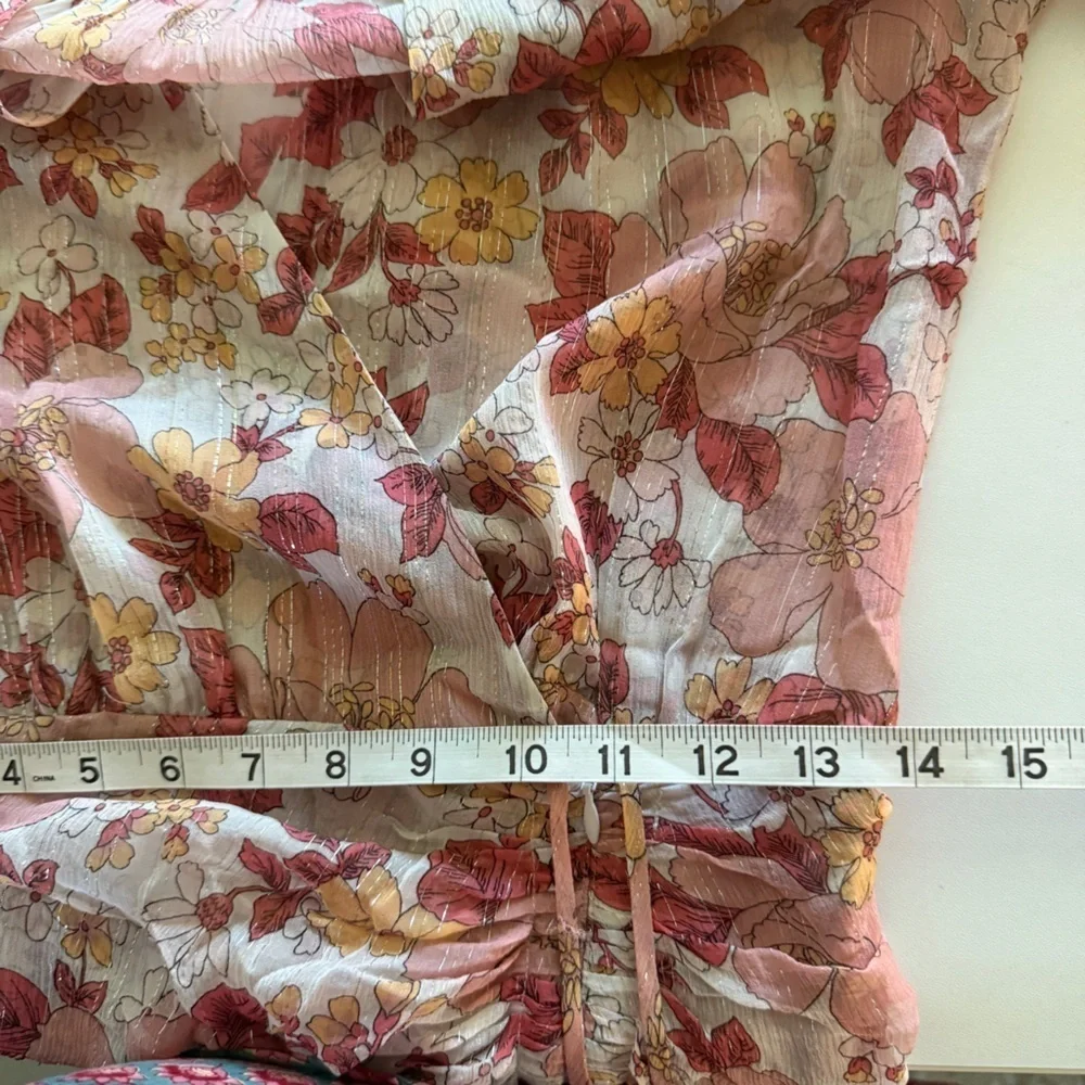 VERONICA BEARD Dakota Dress in Floral Multi Silk Ruched V- Neck Size 2